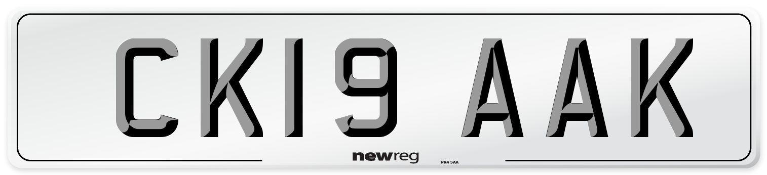CK19 AAK Number Plate from New Reg
